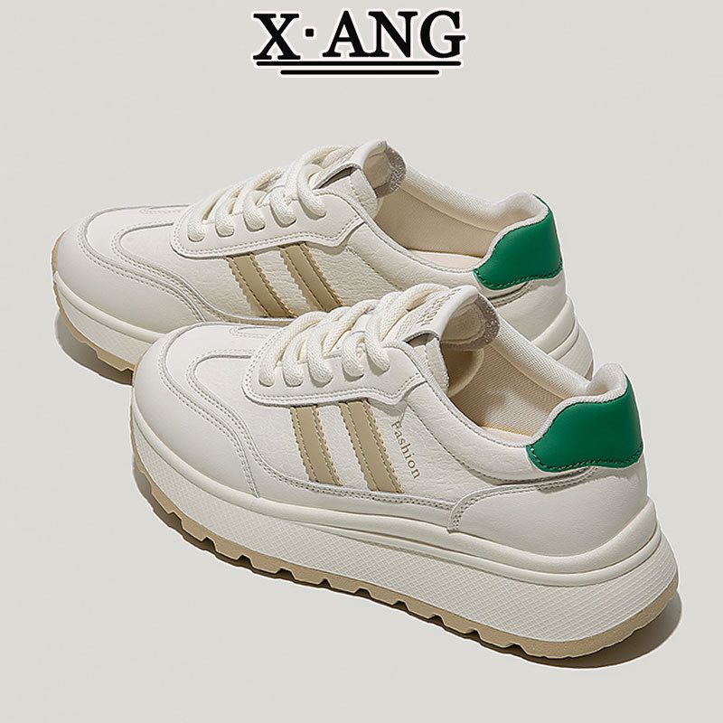 头层牛皮运动鞋子女鞋软底轻便阿甘鞋2025秋季新款休闲厚底德训鞋