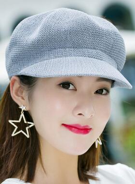 帽子女士夏天八角帽透气贝雷帽春出游户外防晒遮阳帽潮英伦鸭舌帽