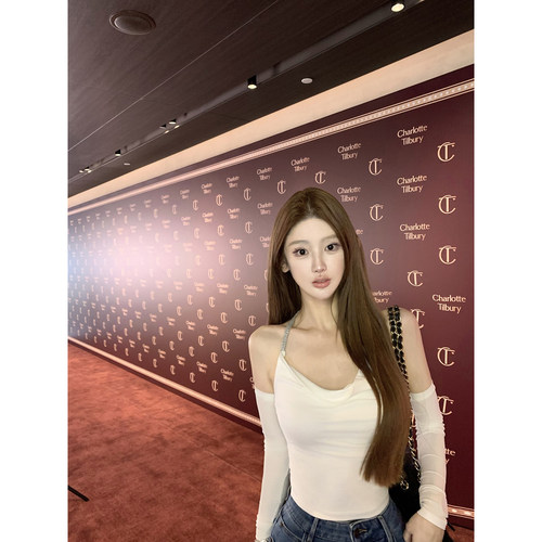 JOEY 不羁小恶女 春季上衣银色绑带荡领早春打底衫针织长袖T恤女
