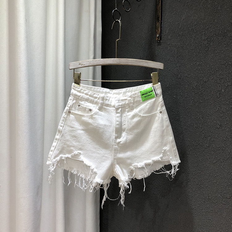 夏季新款毛边牛仔裤高腰短裤热裤