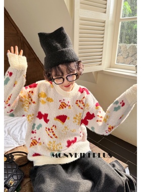 魔女MoNvKiKiPlus大码微胖ins博主风设计显瘦针织长袖毛衣#C00056