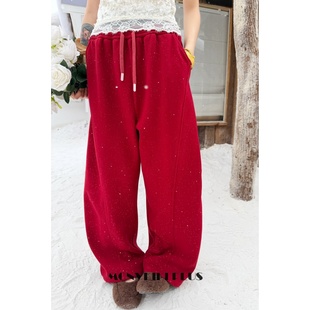 魔女MoNvKiKiPlus「月光」大码 2016 微胖烫闪休闲宽松加绒阔腿裤