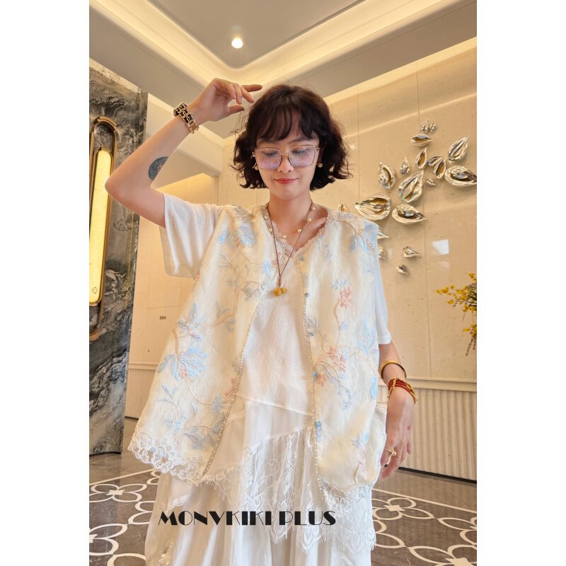 魔女MoNvKiKi「舞娘」微胖大码国风刺绣亮片蕾丝马甲#Y50