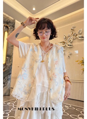 魔女MoNvKiKi「舞娘」微胖大码国风刺绣亮片蕾丝马甲#Y50