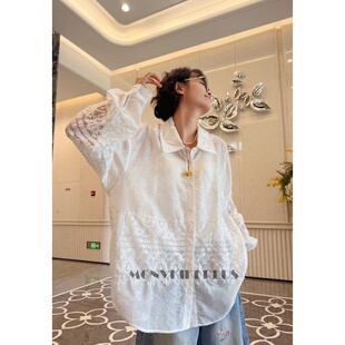 魔女MoNvKiKi「摇烛」微胖大码新中式刺绣蕾丝衬衫上衣#2108