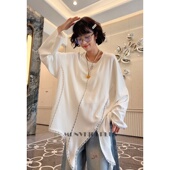 魔女MoNvKiKi「吹绵」微胖大码 2118 不规则蕾丝切边打底上衣