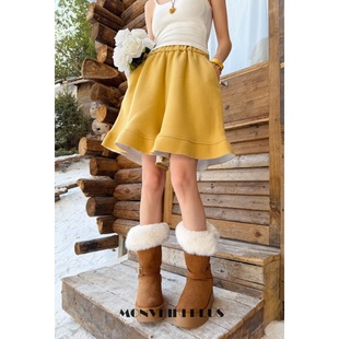 B685 裙裤 魔女MoNvKiKiPlus「雪舞」大码 微胖荷叶边加厚阔腿短裤