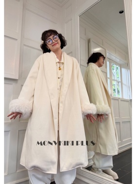 魔女MoNvKiKiPlus大码微胖气质显瘦加厚羊毛内胆毛呢大衣#C00144