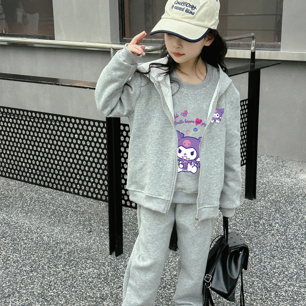 2025新款女童春秋季套装女孩洋气运动连帽开衫儿童韩版宝宝两件套