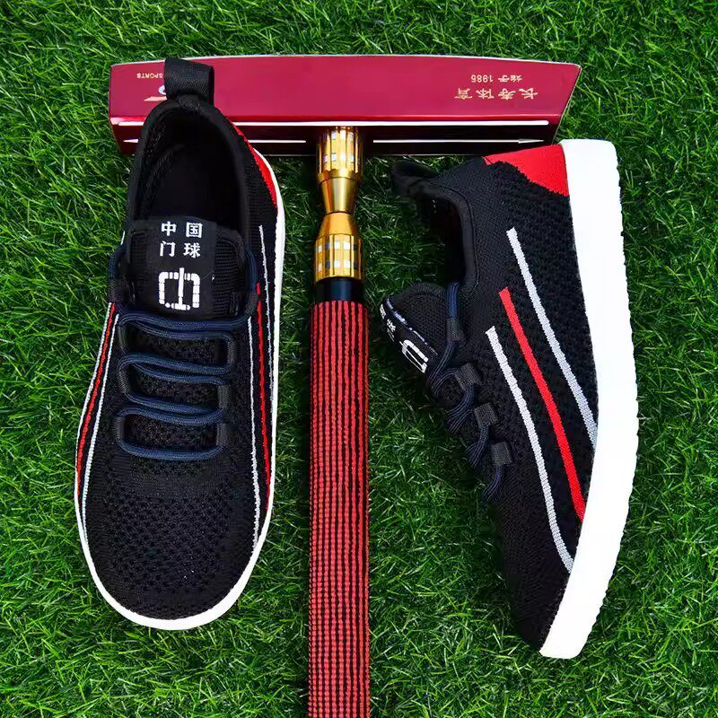 春夏门球鞋飞织镂空透气网面直边贴脚门球鞋牛筋底男女太极鞋