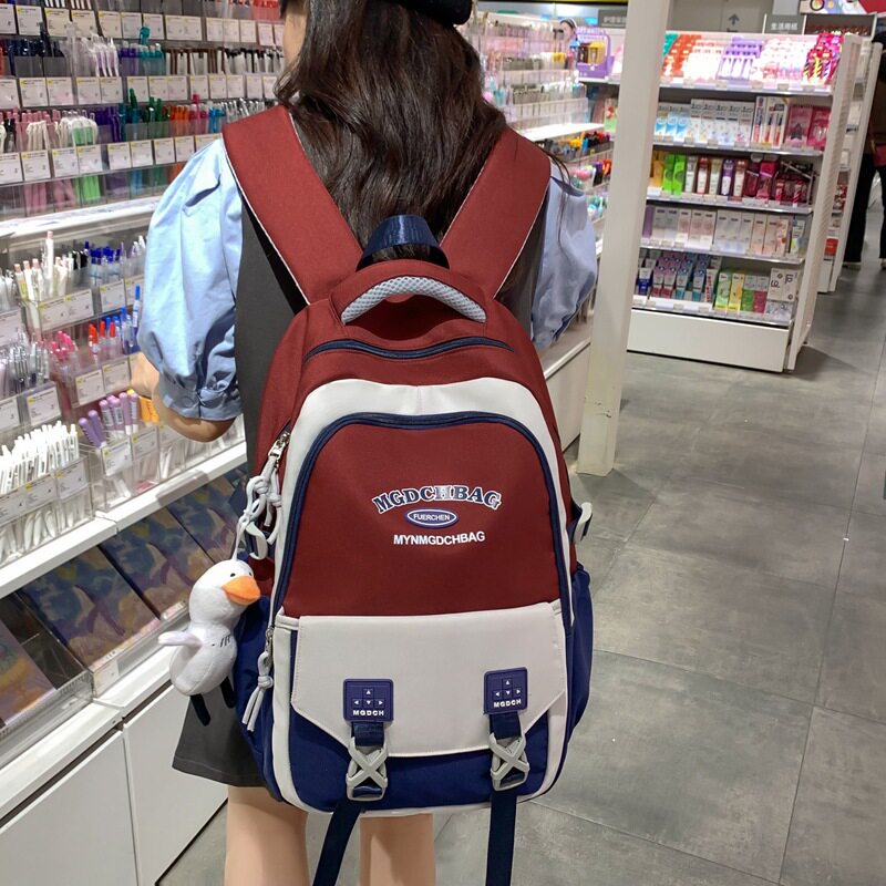 校园高中生书包初中生女大容量韩版百搭旅行背包男大学生双肩包潮