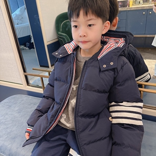 今今家高定TB儿童羽绒服90白鸭绒男女童连帽长袖外套冬季新款保暖