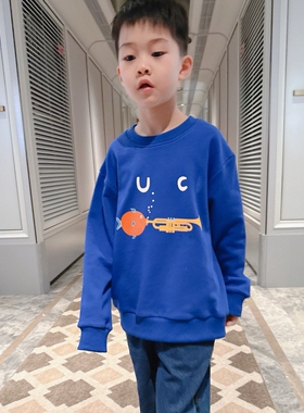 今今家高定儿童秋冬季卫衣2025新款男童装圆领套头长袖上衣吹喇叭