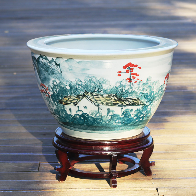 特大号花盆景德镇陶瓷花盆清仓特价睡莲碗莲花盆大型铁树发财树盆