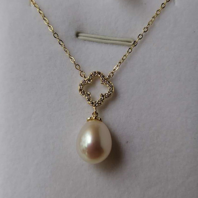 项链挂件纯银灵动水滴天然珍珠