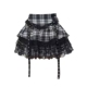 y2k辣妹双扣设计学院风法式 显瘦蕾丝蓬蓬短裙 格子jk半身裙女夏季