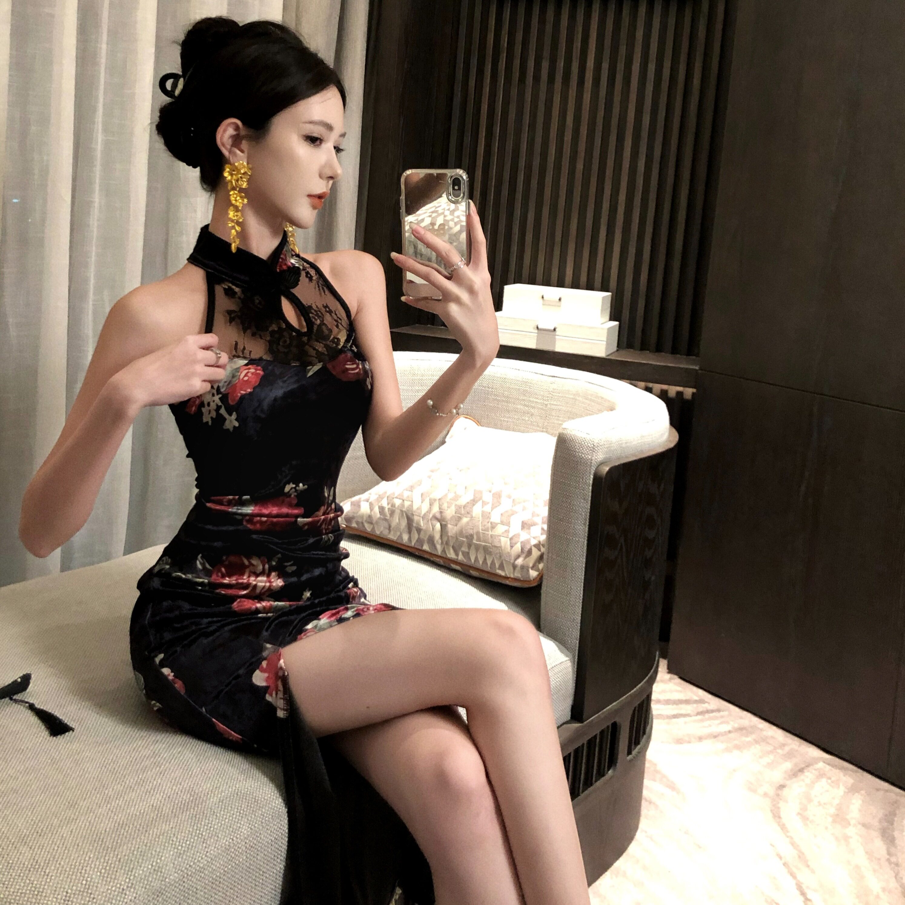 新中式国风少女改良旗袍