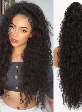 欧美时尚女士长卷抓夹马尾玉米烫水波纹蓬松马尾辫假发ponytail