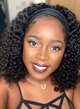 欧美外贸假发女头巾假发卷发非洲小卷爆炸头Headband Kinky Curl