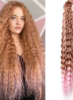 欧美外贸小波浪高温丝化纤假发钩针发发把Deep wave Bulk hair