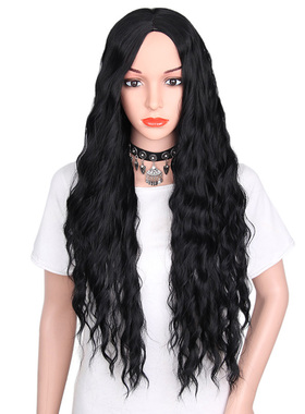 Mixed Brown long Wavy Synthetic Hair Wigs外贸长卷发假发头套