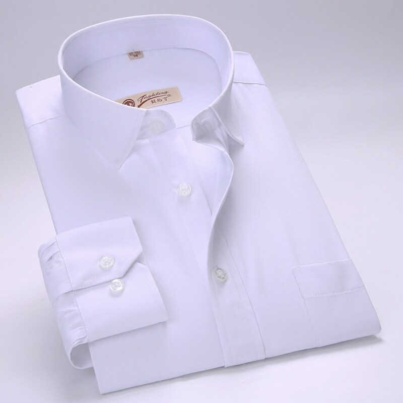 正装白色细斜纹制服工作长袖衬衫
