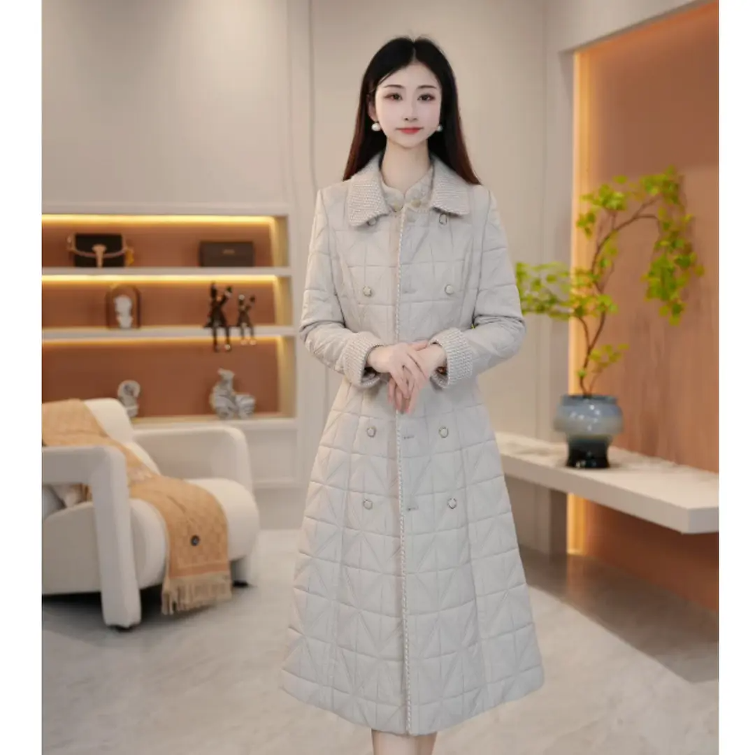 轻奢夹棉大衣+连衣裙女长款