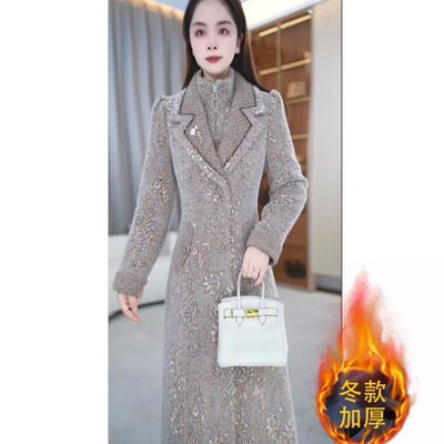 淑女风加厚保暖大衣连衣裙两件套