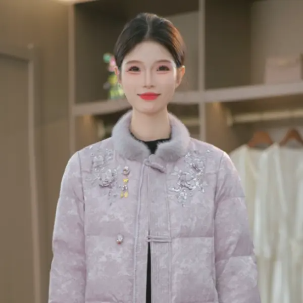 冬季新中式风毛领盘扣羽绒服女短款小个子刺绣小香风保暖外套,女装/女士精品,羽绒服,淘宝优惠券,粉丝福利购,淘宝优惠卷