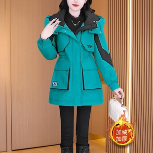 连帽外套 加绒加厚中长款 派克服夹棉加厚女2025新款 爆款