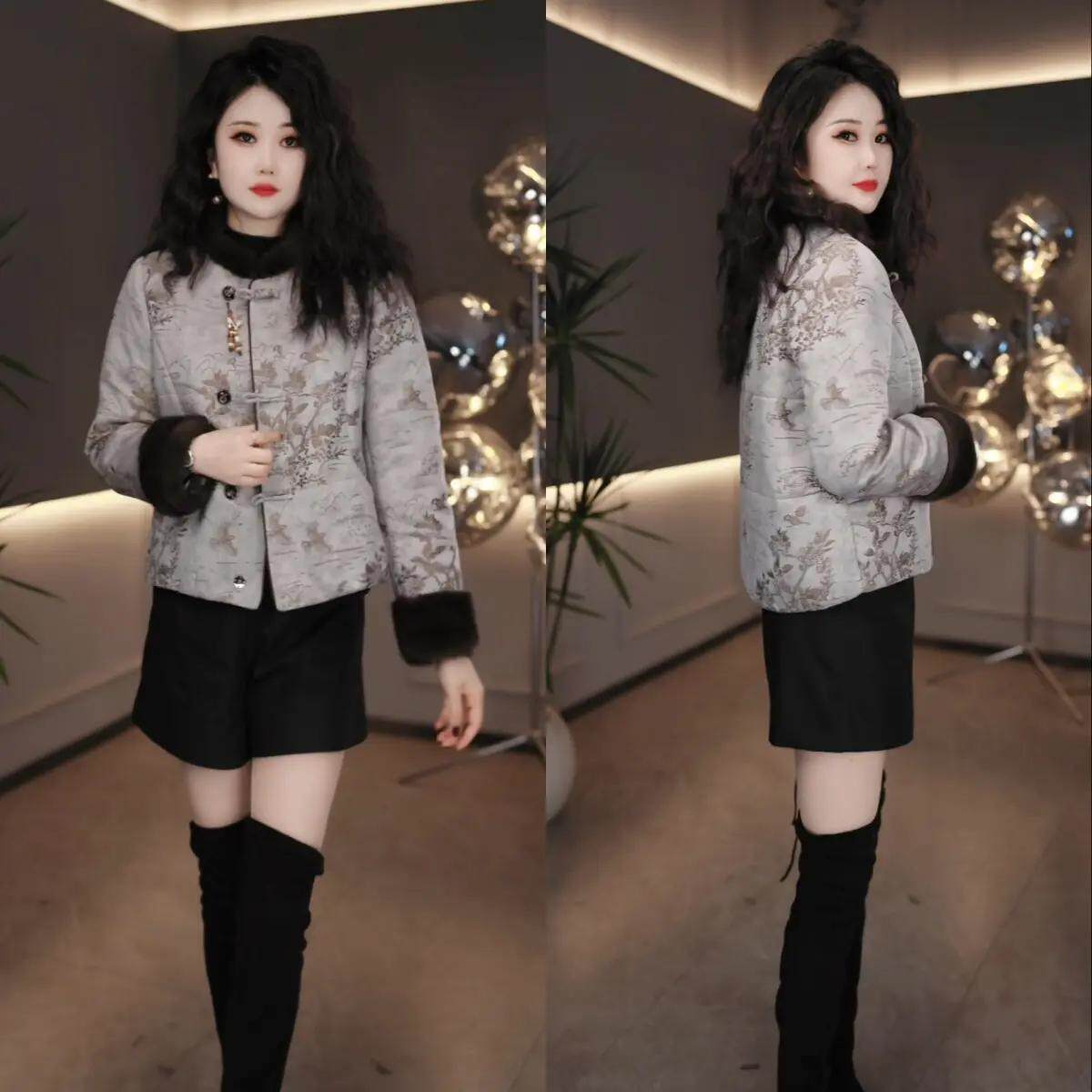 新中式国风棉衣女2025新款时尚洋气圆领盘扣重工刺绣小香风外套,女装/女士精品,棉衣/棉服,淘宝优惠券,粉丝福利购,淘宝优惠卷