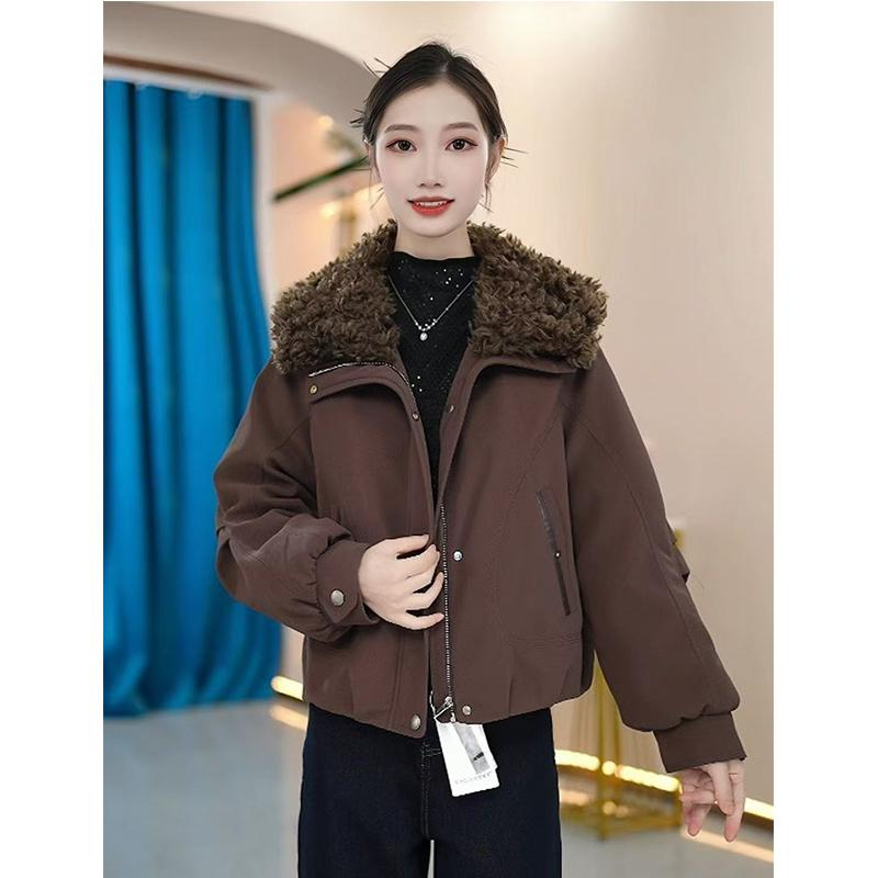 时尚百搭毛领羽绒服女短款棕色连帽显瘦外套,女装/女士精品,羽绒服,淘宝优惠券,粉丝福利购,淘宝优惠卷