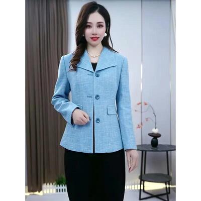春季优雅蓝色显瘦小西装外套
