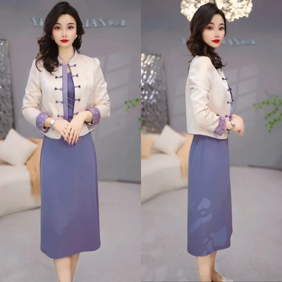 新中式高档提花刺绣两件套装