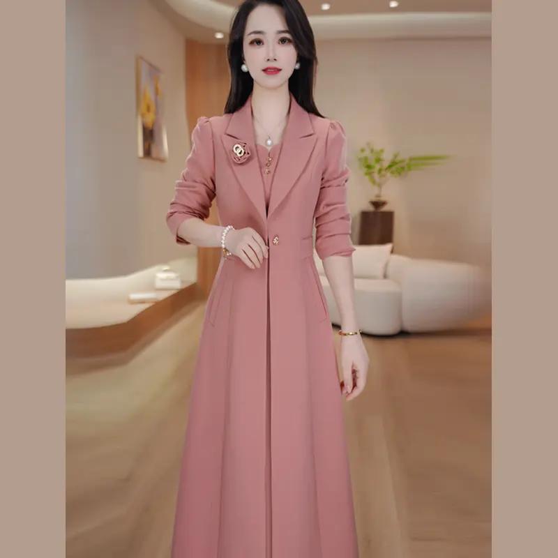 秋季西装领风衣修身两件套女