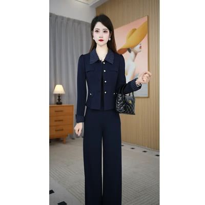 小香风春秋显瘦外套阔腿裤两件套