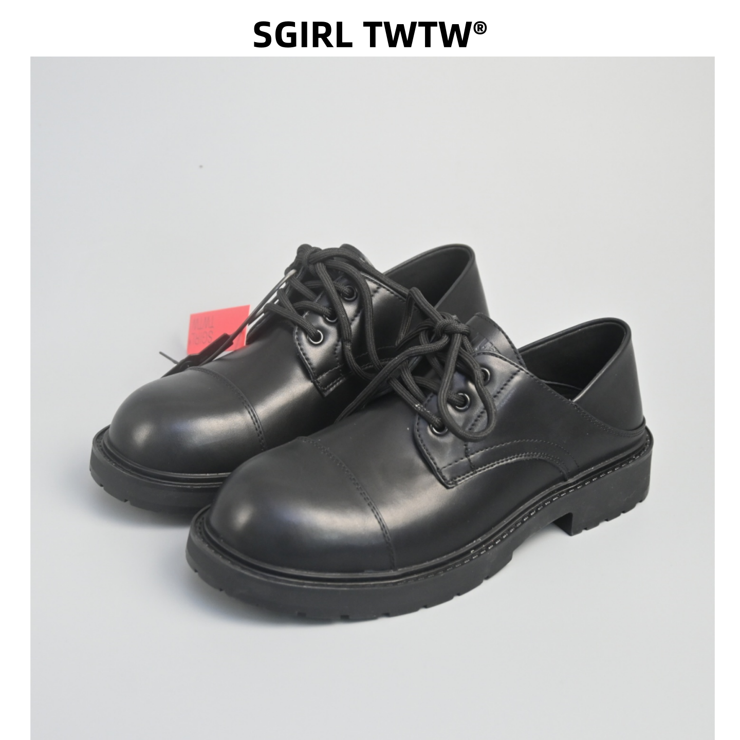 SGIRL 英伦风系带德比鞋女2026春季新款黑色圆头百搭布洛克乐福鞋,女鞋,深口单鞋,淘宝优惠券,粉丝福利购,淘宝优惠卷