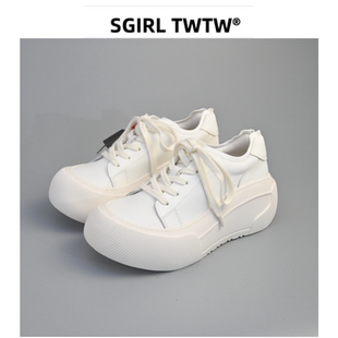 炸街百搭轻便运动鞋 SGIRL 女2026新款 小个子白色厚底老爹鞋 女 个性