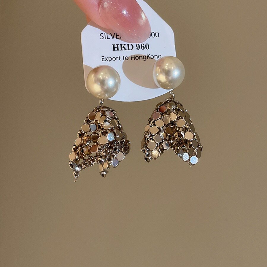 Bling金属亮片银杏树叶耳环小众设计高级感灵动耳钉耳饰潮16