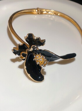 欧美复古金属珐琅鸢尾花开口项圈女款新款重工choker项链颈链72