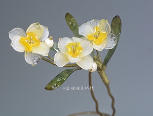 水仙︱热缩 水仙花发簪发饰发夹 金盏银台凌波仙发簪