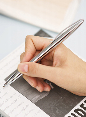 德国TROIKA 旋转圆珠笔金属中性笔黑色签单笔 简约高档伸缩宝珠笔