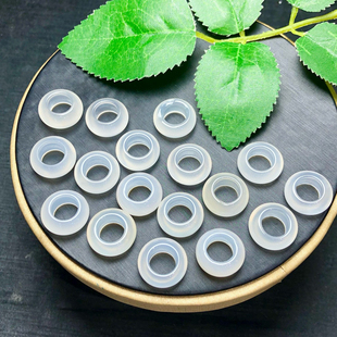 天然白玛瑙小跑环圆环冰种玉髓原创DIY佛珠多圈手串项链隔珠配饰