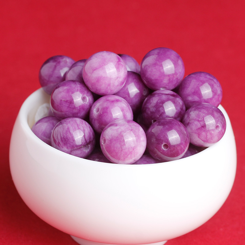 天然紫玉散珠梅花玉水晶饰品diy石英岩串珠手工编织手链项链配饰