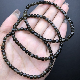 新品金曜石方糖单圈手链黑曜石切角手串礼物女款