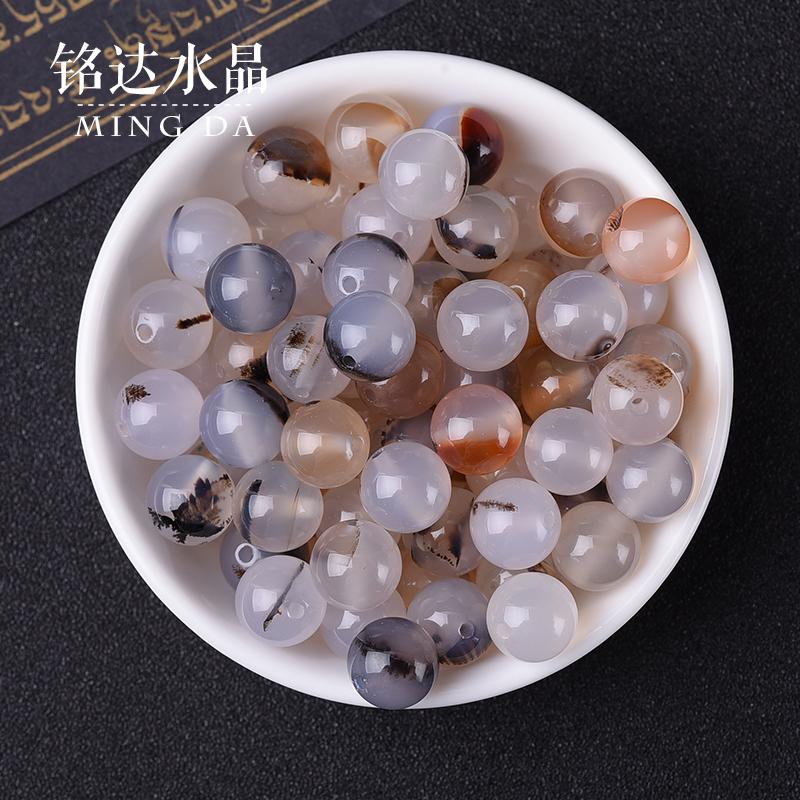 黑白玛瑙水晶玉髓半成品串珠配饰