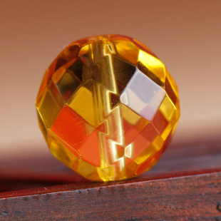 单颗人造黄水晶64刻面128切面散珠子DIY手工串珠编织手链项链配件