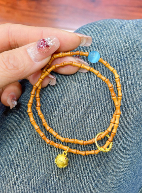 原创橄榄竹节多圈手链女小珠子沙金猫眼石手串饰品闺蜜礼物民族风