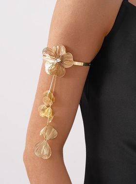 欧美跨境锆石花朵流苏开口手镯