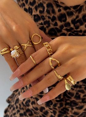 欧美气质金属不规则开口戒指